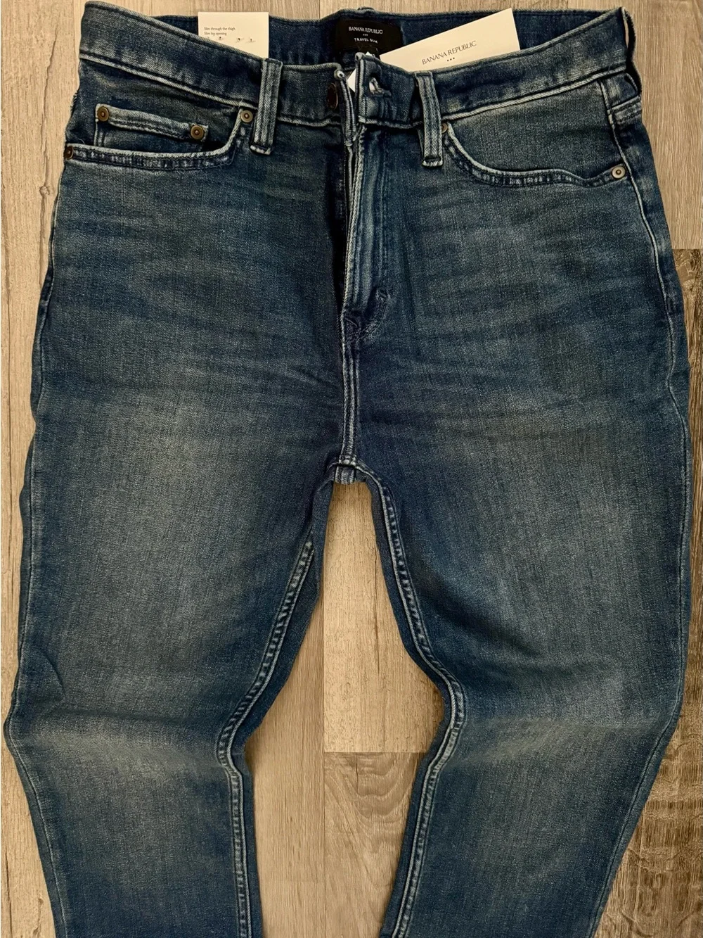 Banana Republic Premium Slim Fit Jeans Mens Size 38 X 32 Travel Blue Stretch NEW